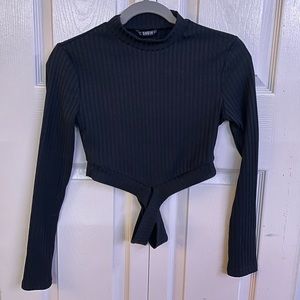 Black turtleneck crop top